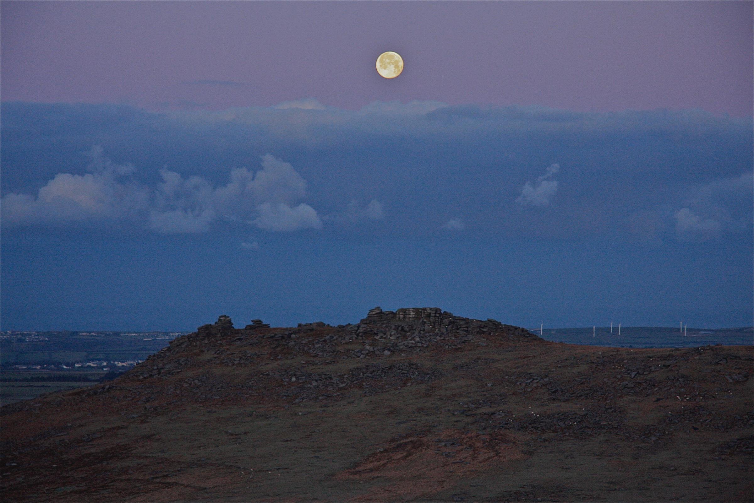 Full Moon over Roughtor on Bodmin Moor